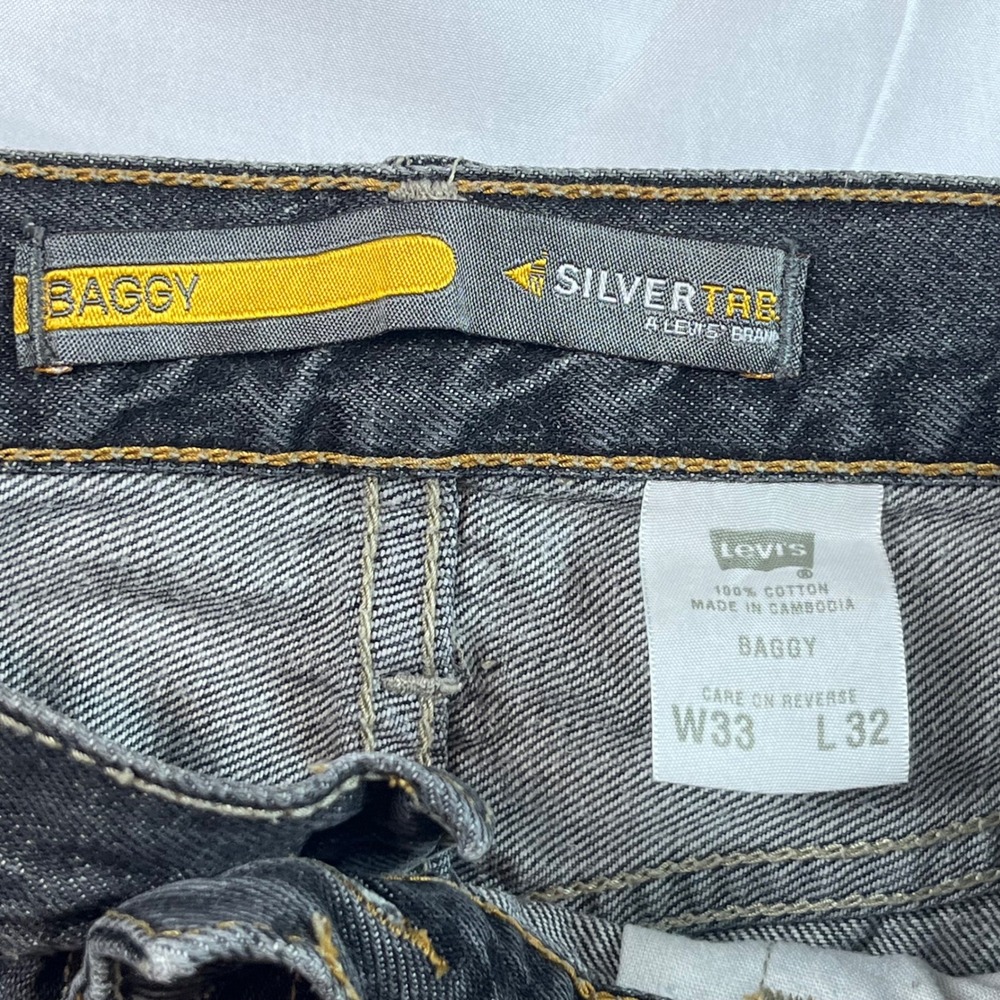 Levis SilverTab Baggy Jeans Mens 33x32 Faded Black Denim 90s Streetwear Wide Leg - Picture 2 of 16